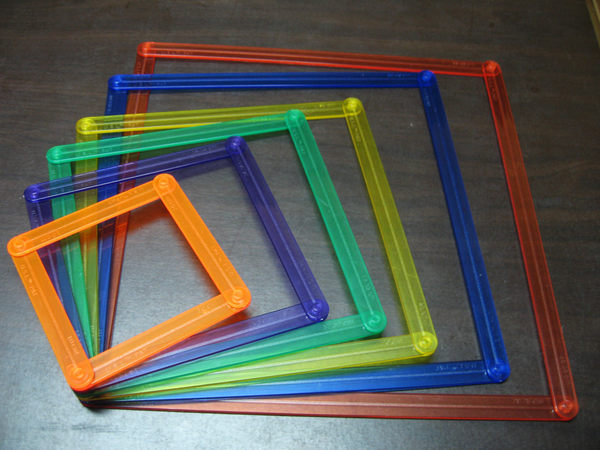 幾何扣條六色72pcs/袋 : 綠、橘、 紫、紅、黃、藍各12條